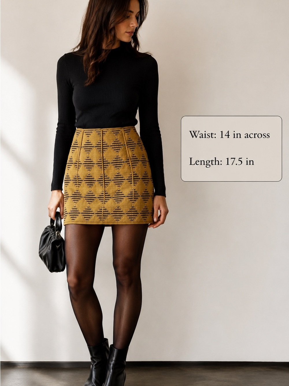 Tibi New York Wool Silk Geometric Cutout Mini Skirt Mustard Gold Size 2